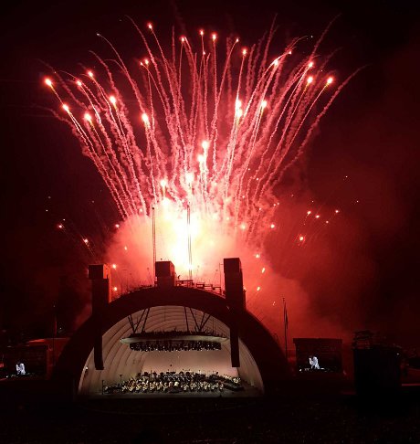 fireworks over the Hollywood Bowl