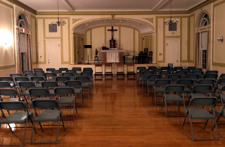 Temporary chapel in Olivia Music Hall