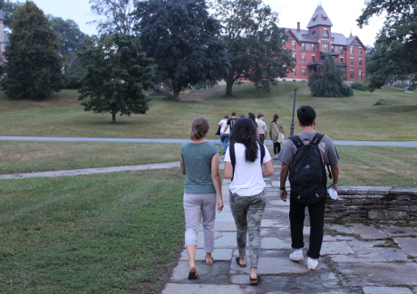 Students walking on campus