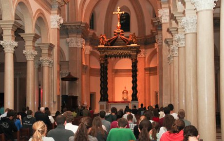 Praying in Our Lady of the Most Holy Trinity Chapel