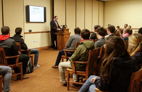 Dr. Samuel Caughron (’96) talks to TAC students