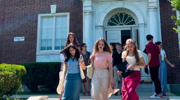 Students exiting St. Gianna Hall
