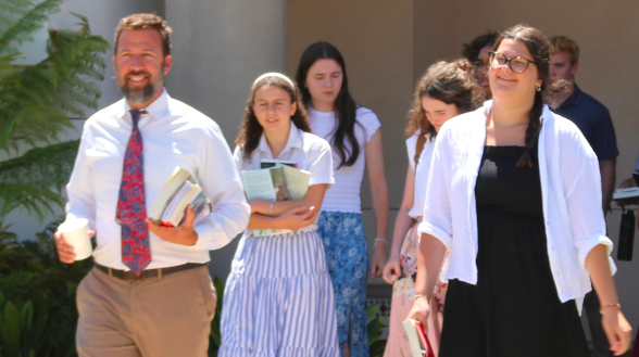 Finley with students