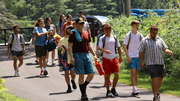Students on way to river