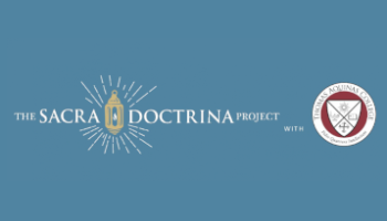 Sacra Doctrina logo with Thomas Aquinas College crest
