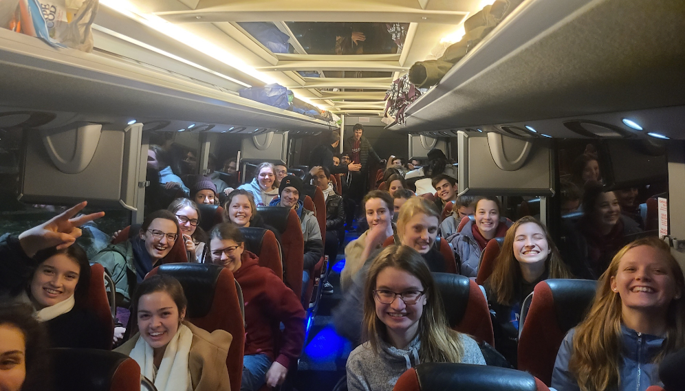Students on the bus headed for the March for Life
