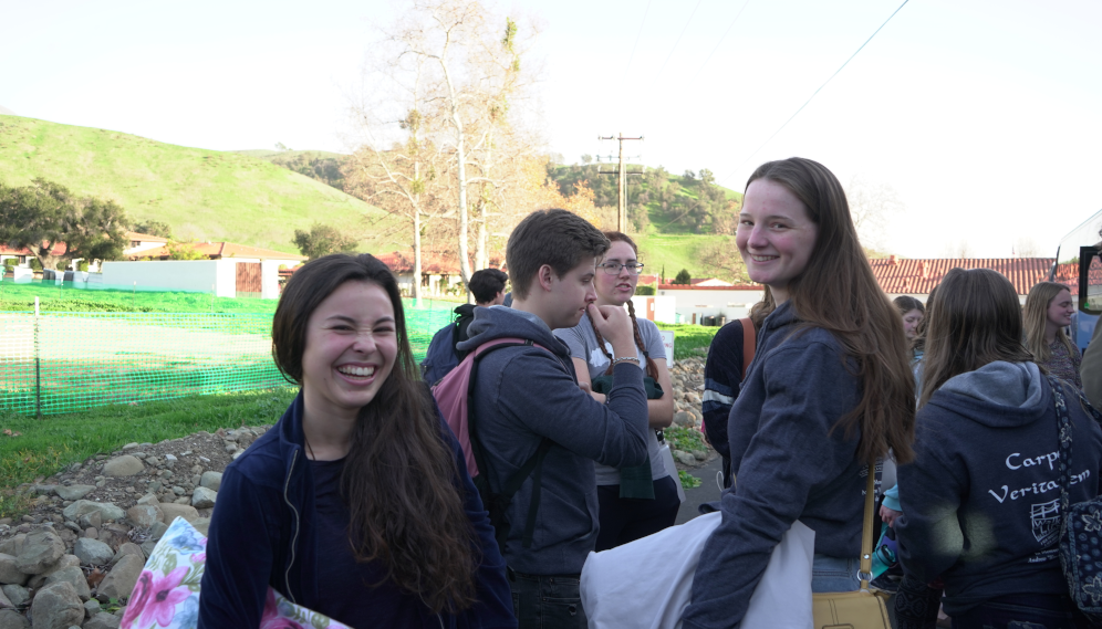 Students gather after classes for the trip to San Francisco.