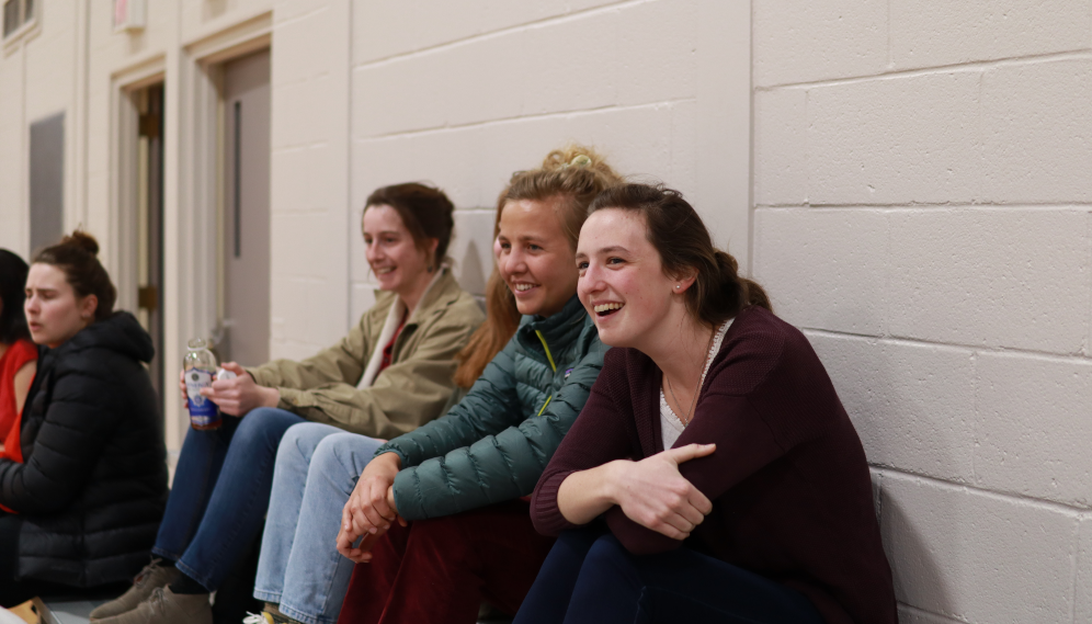 Students playing basketball