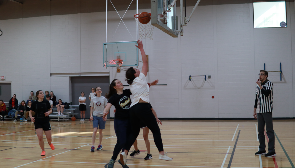 Students playing basketball