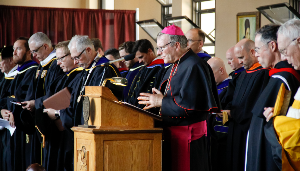 Bishop Barron offers the invocation at Matriculation 2016.