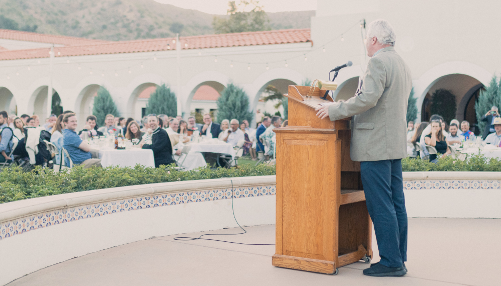 President O'Reilly gives a speech