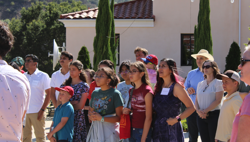 Parents and students on Gladys Patio