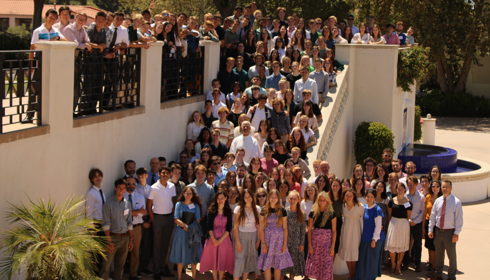 Group photo of all programmers on the steps to St. Joseph's Commons