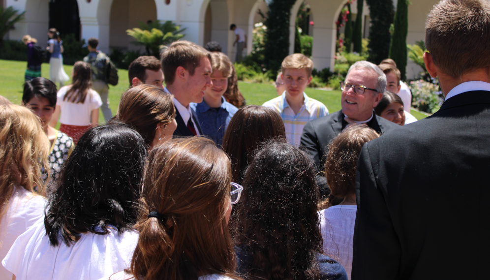 Bishop Barron visits with Summer Program students