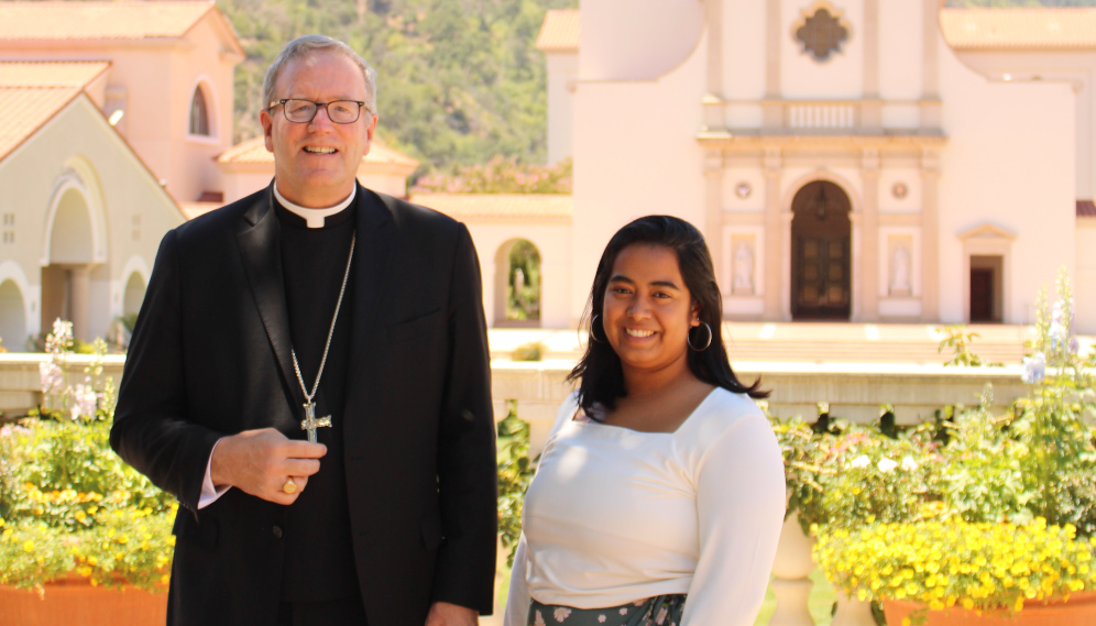 Bishop Barron visits with Summer Program students