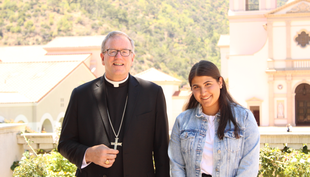 Bishop Barron visits with Summer Program students