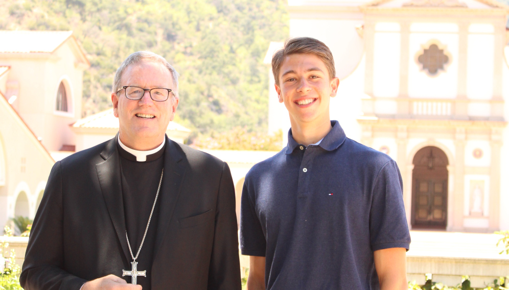 Bishop Barron visits with Summer Program students