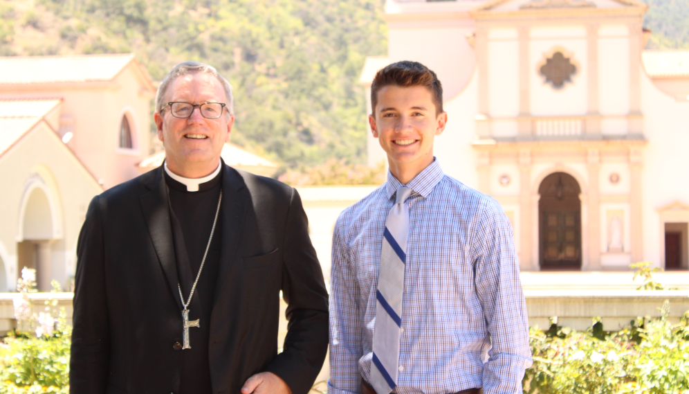 Bishop Barron visits with Summer Program students