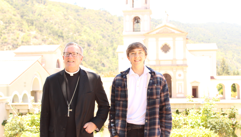 Bishop Barron visits with Summer Program students