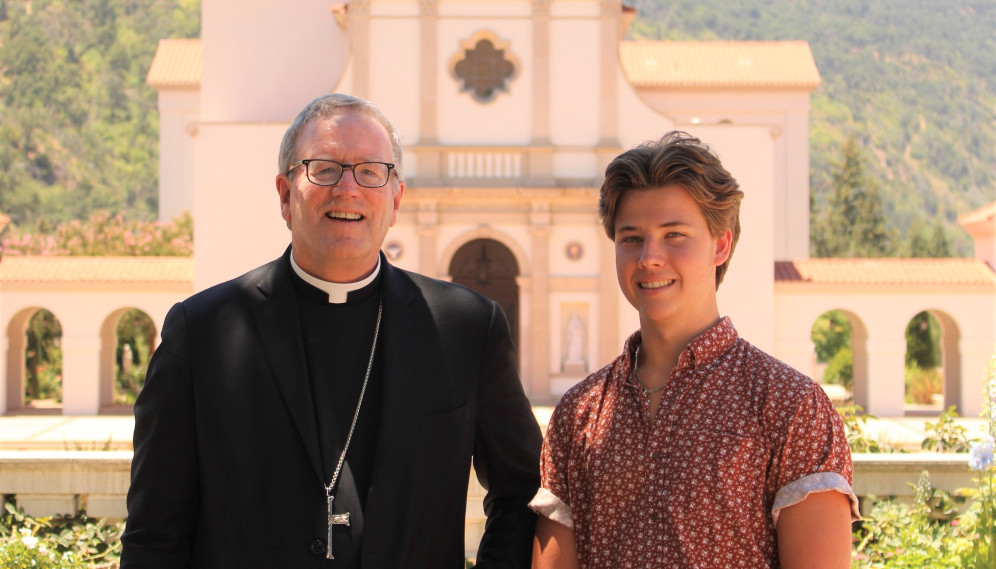 Bishop Barron visits with Summer Program students