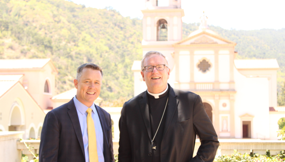 Bishop Barron visits with Summer Program students