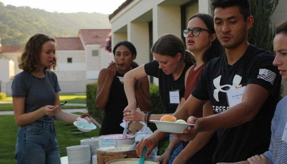 A student is served ice cream