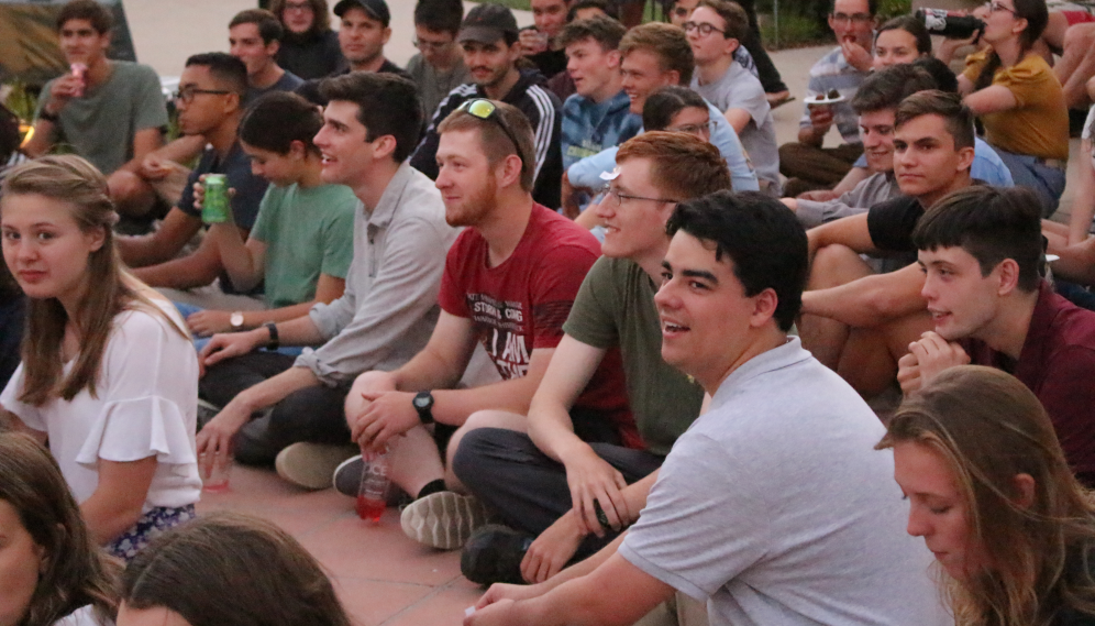 Students listen to the prefects' anecdotes