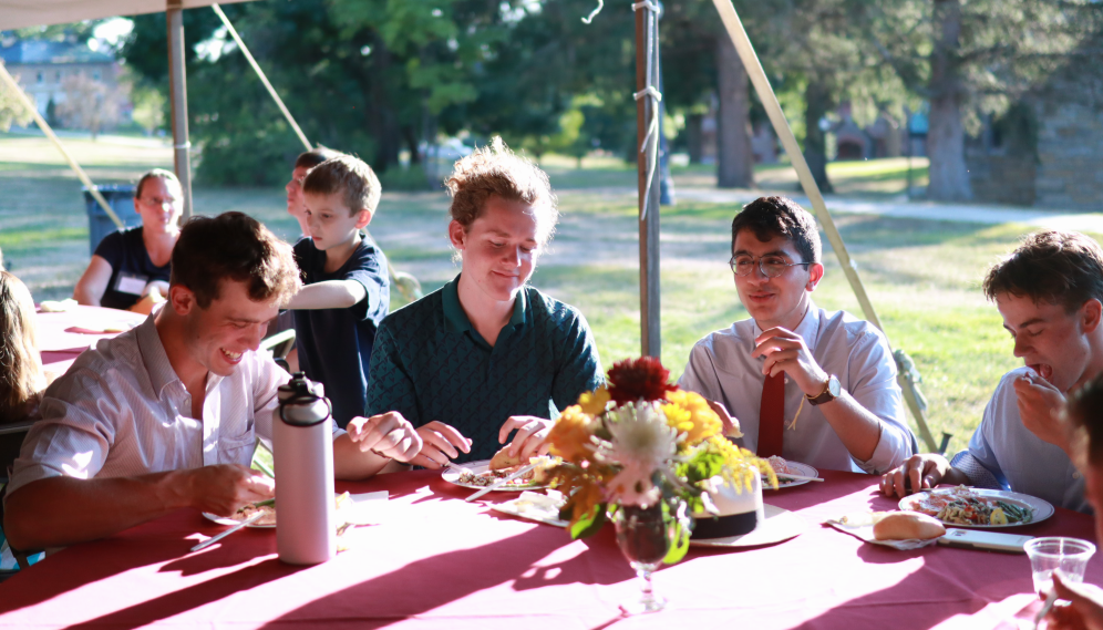 Table talk at the outdoor dinner