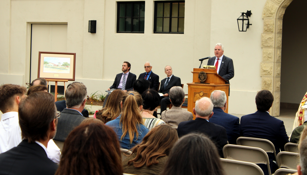 Another shot of President O'Reilly giving his speech