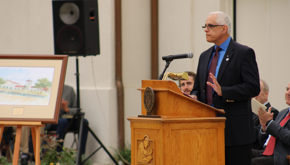 The Chairman of the Board of Governors addresses the audience