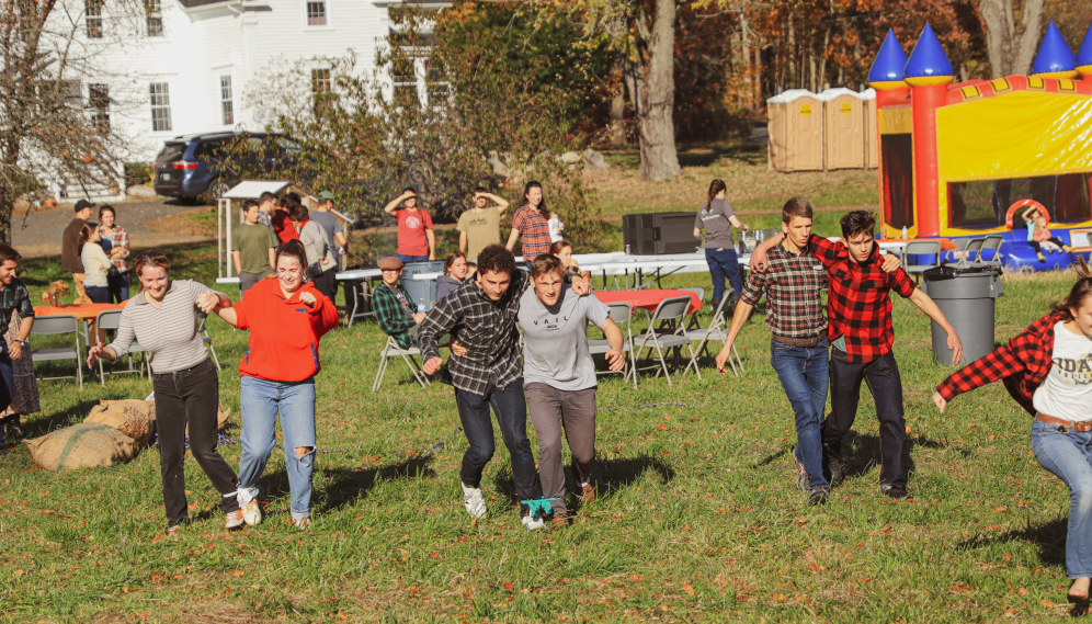 Students try the three-legged race!
