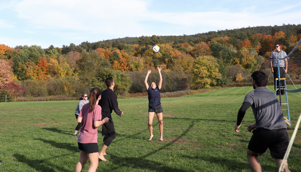 Students pass the ball