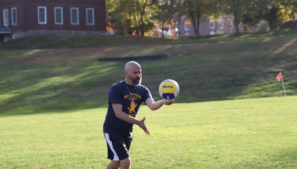 Fr. Viego serves the ball