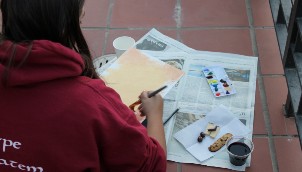 A student painting
