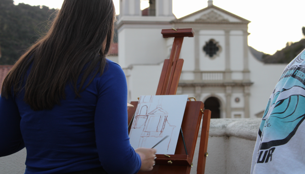 A student paints the Chapel