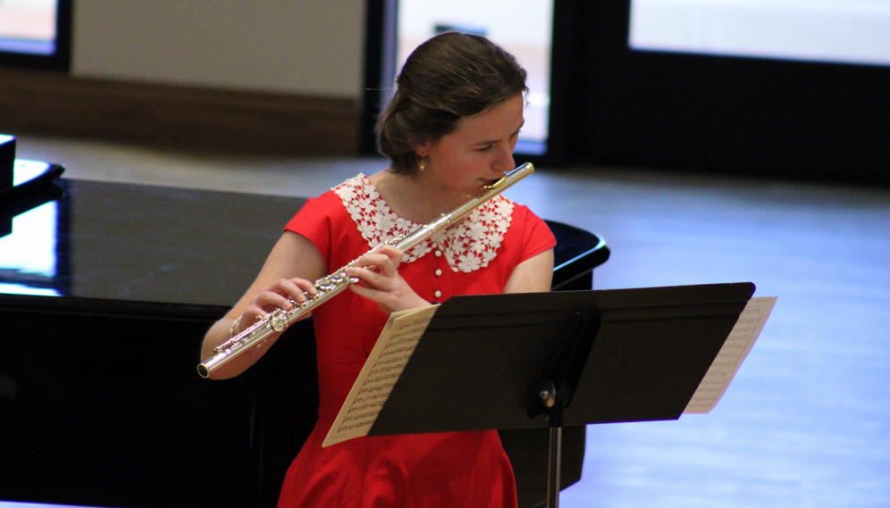 A solo flutist performs