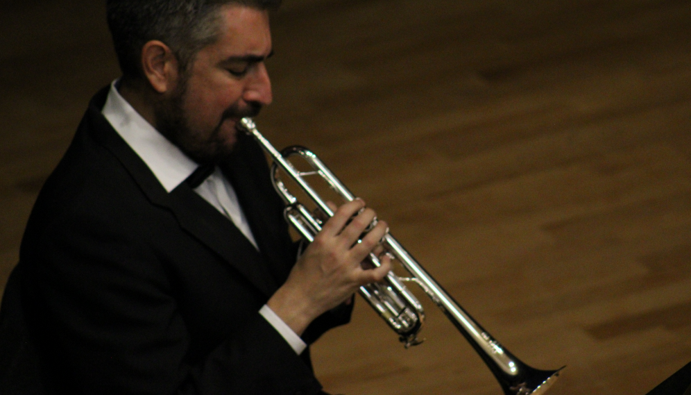 A trumpeter performs