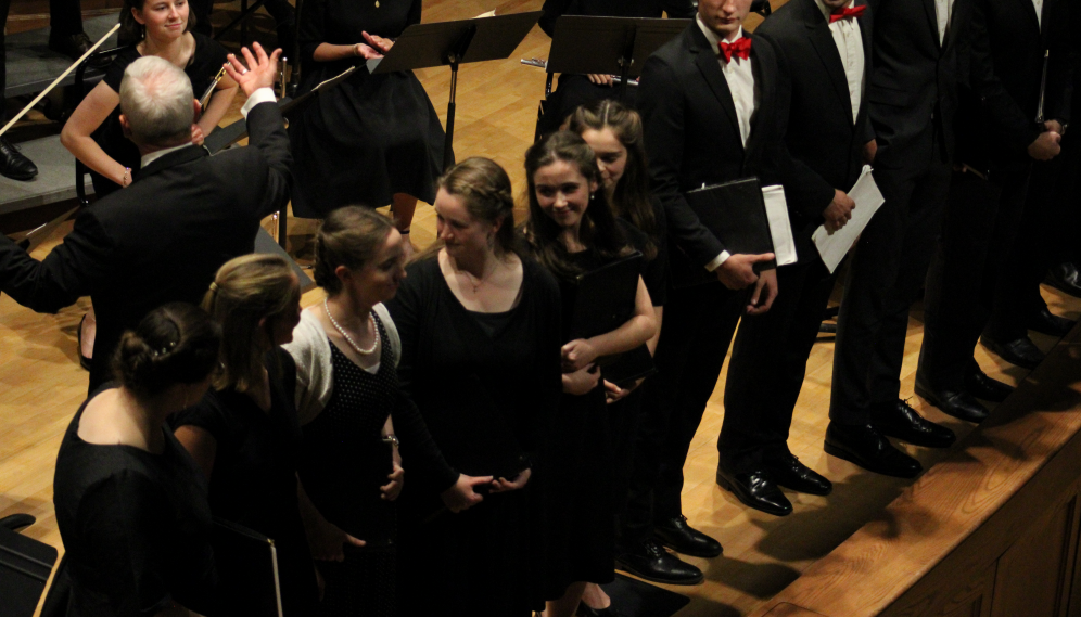 Another view of students taking their bows