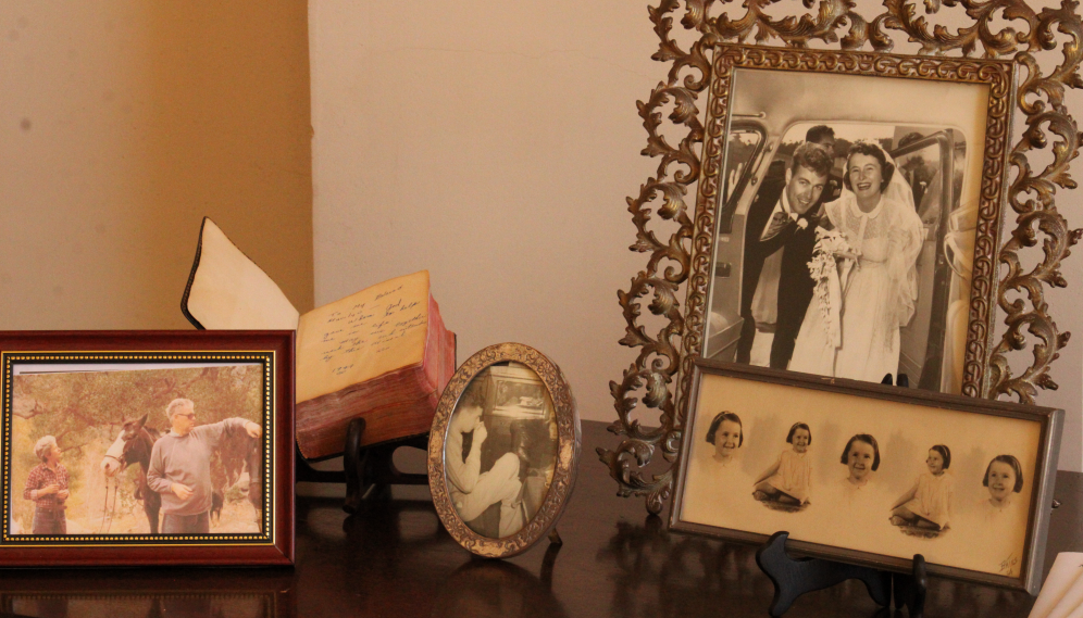 A table of memorabilia of Mrs. McArthur