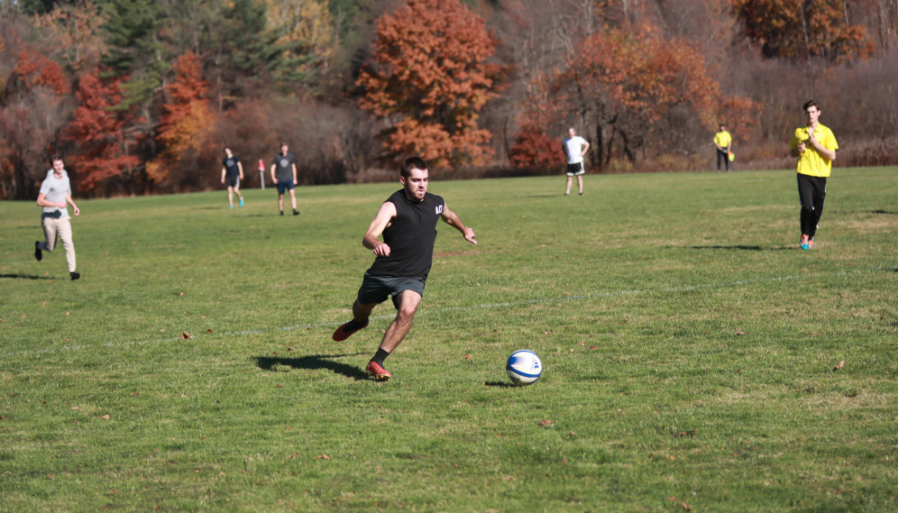 A student lines up for a powerful kick