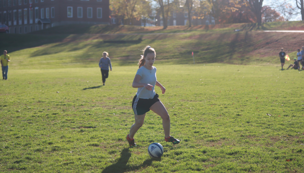 A student in possession of the ball