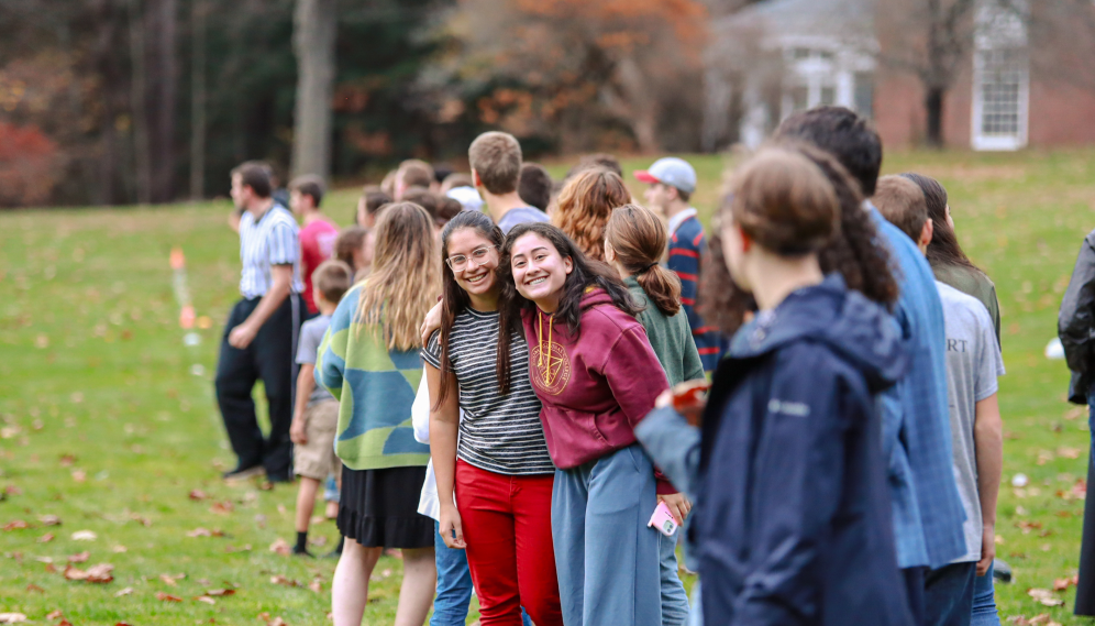 Students line up to cheer on the teams