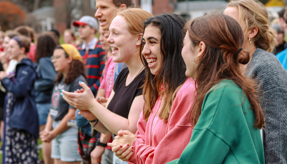 Spectating students applaud