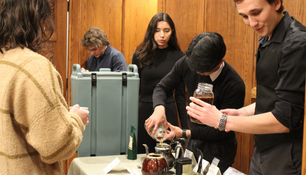 Students fill the teapots