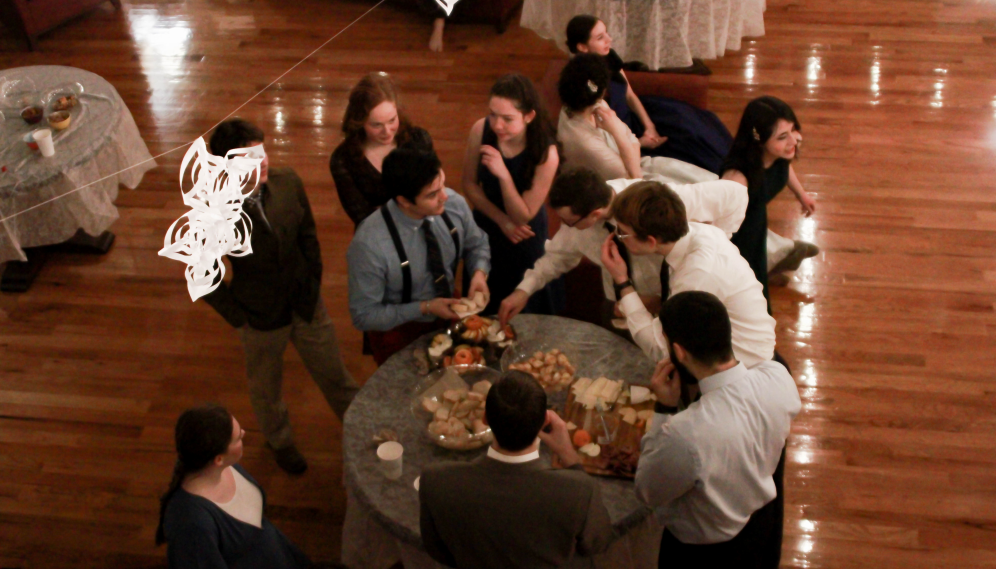 Students around the snack table