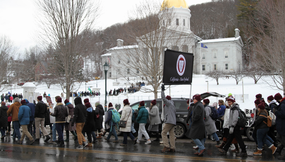 The March proceeds up to the Capitol building