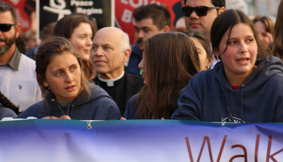 Students march at the Walk for Life