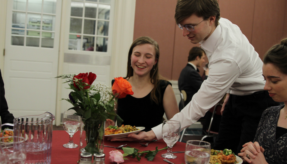 A server serves a student