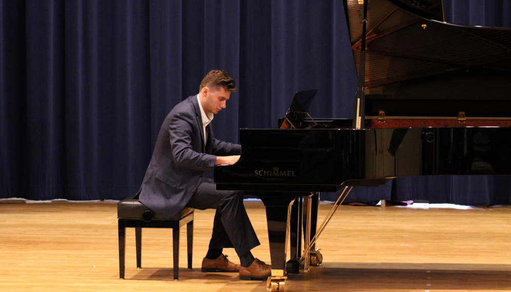 A student plays piano