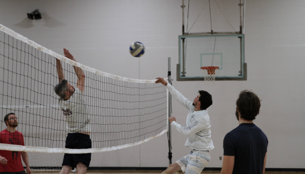 Another at-the-net fight for the ball